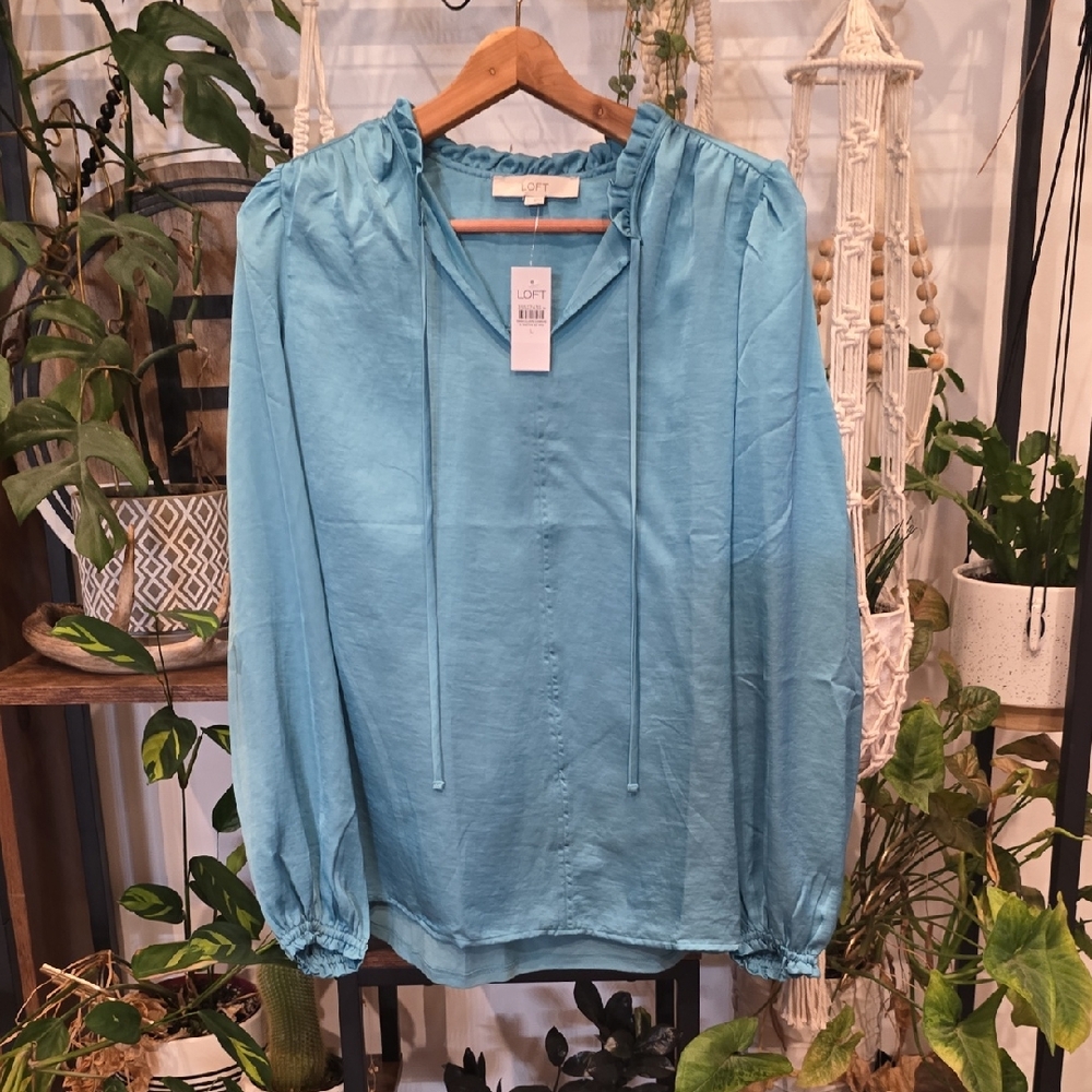 LOFT Teal Long Sleeve Blouse